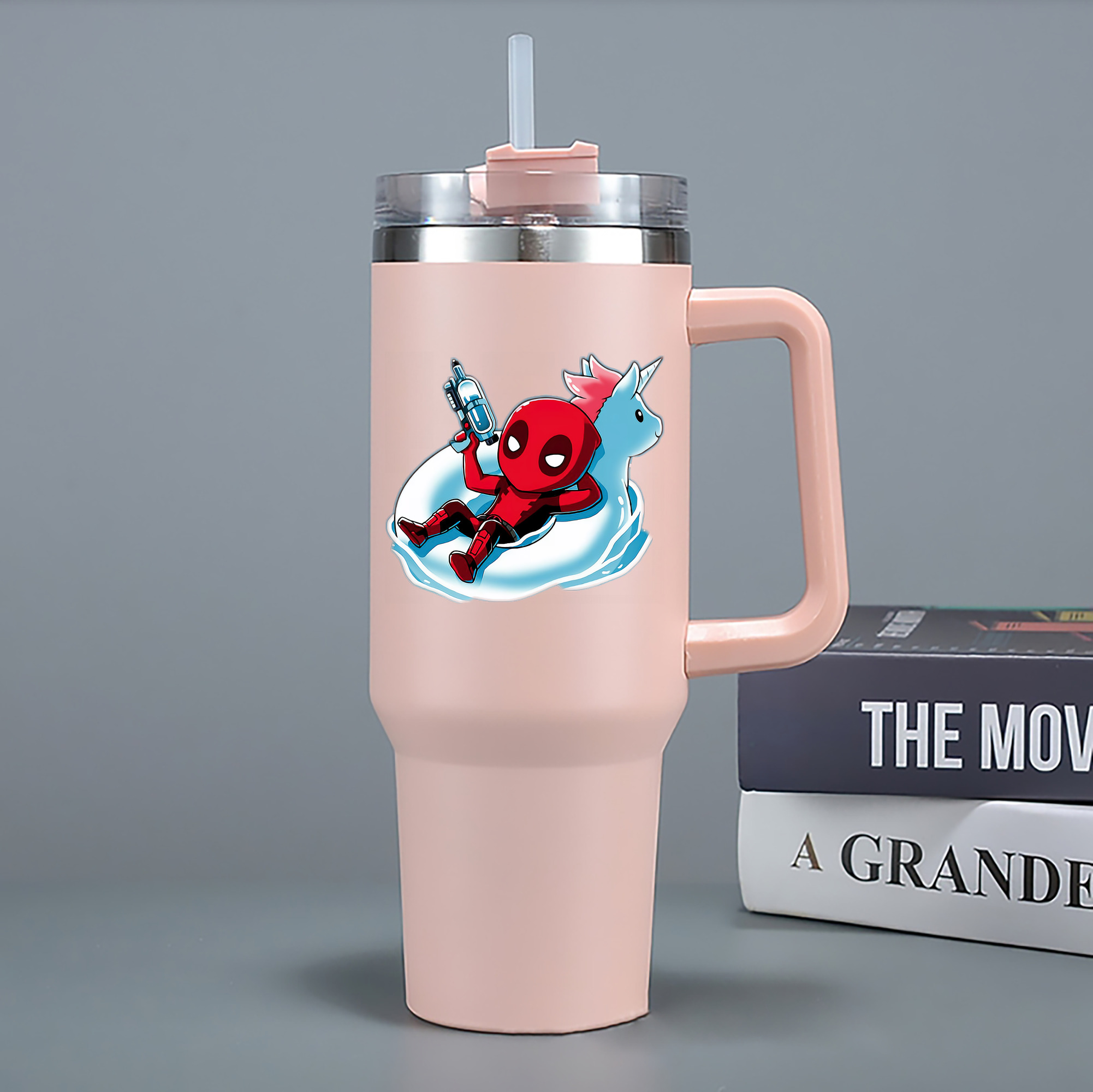 （画像用） Deadpool デッドプール 1200mL車用タンブラー - クリスタルステッカー（プラスチックストロー付き）